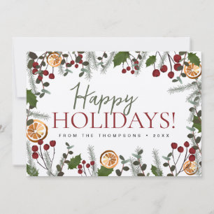 Custom Family Foto Heilige Orangen Happy Holidays Feiertagskarte