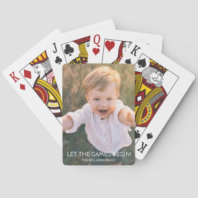 Custom Family Foto Lass Die Spiele beginnen Spielkarten (Rückseite)