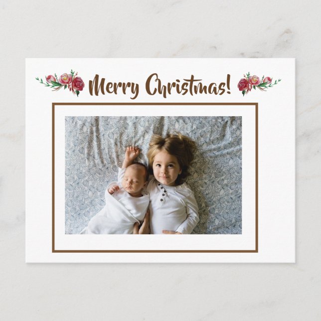 Custom Family Foto Personalisiert Weihnachtsgrün Postkarte (Vorderseite)
