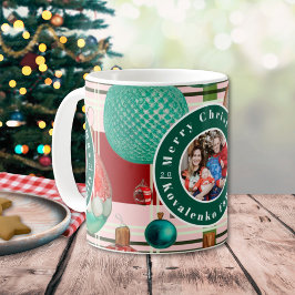 Custom Family Foto Red Green Kariert Holiday Kaffeetasse