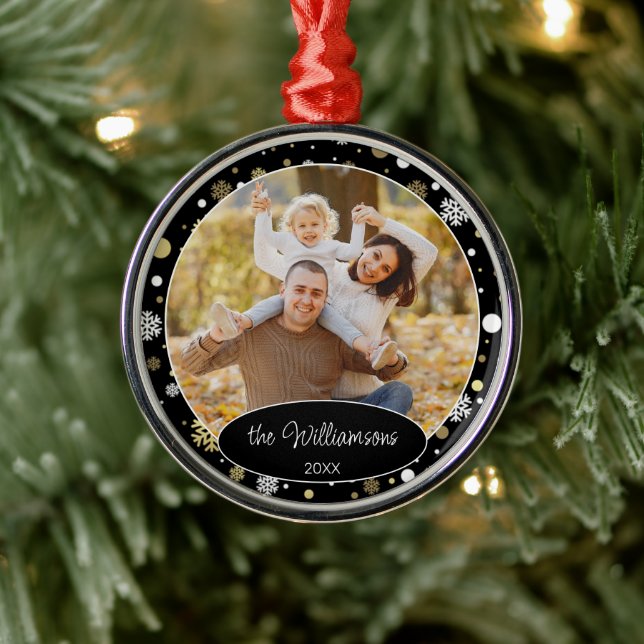 Custom Family Foto Weihnachten Personalisiert 2023 Ornament Aus Metall (Baum)