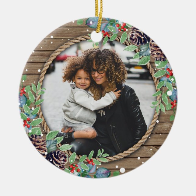 Custom Family Foto Weihnachtsfeiertag Keramik Ornament (Vorne)