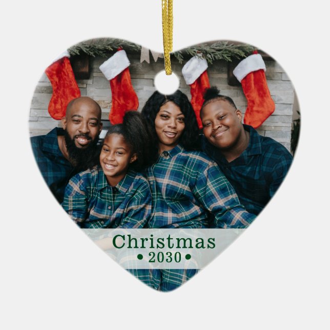 Custom Family Foto Weihnachtsherz Keramik Ornament (Vorne)
