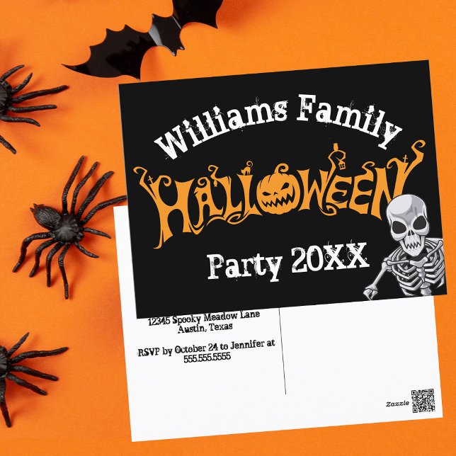 Custom Family Halloween Annual Party Skelett Postkarte (Von Creator hochgeladen)