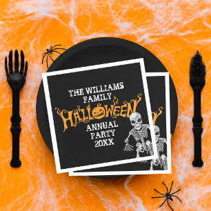 Custom Family Halloween Annual Party Skelett Serviette