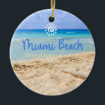 Custom Family Miami Beach Weihnachten Keramik Ornament<br><div class="desc">Niedliches personalisierbares Miami Trip Souvenir. Anpassung: Change Caption und Jahr,  um es einzigartig zu machen.</div>
