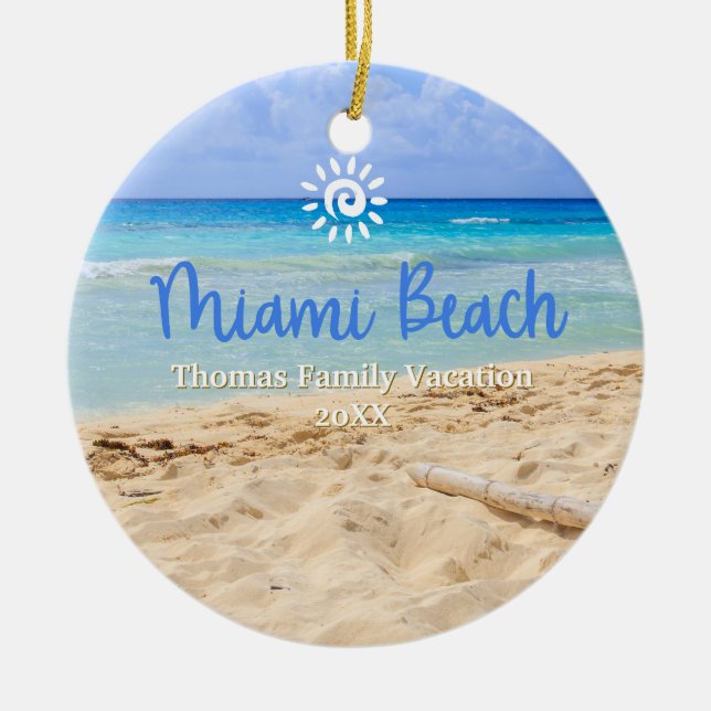 Custom Family Miami Beach Weihnachten Keramik Ornament (Vorne)
