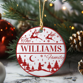 Custom Family Name Classic Christmas Keepake Keramik Ornament