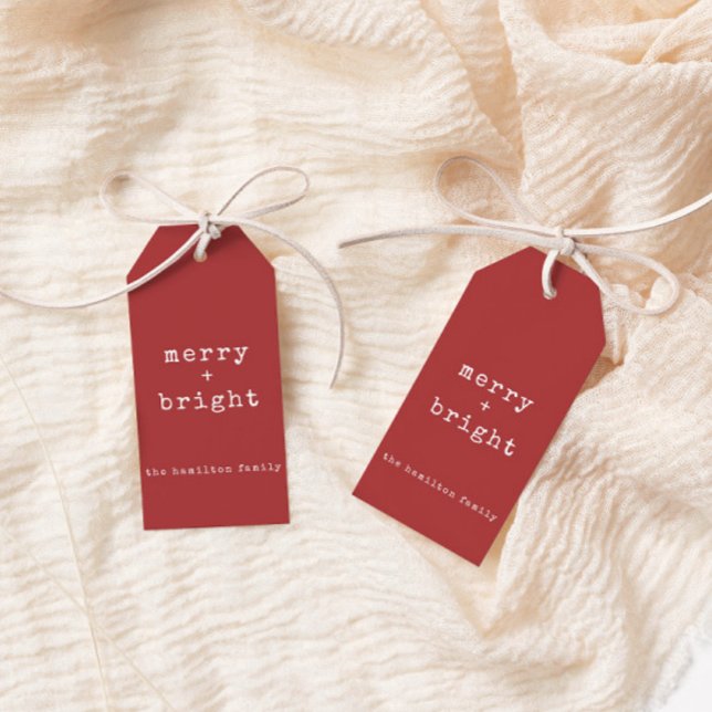 Custom Family Name Merry + Helle Weihnachten Geschenkanhänger (Von Creator hochgeladen)