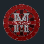 Custom Family Name Monogram Gray Dartscheibe<br><div class="desc">Gray background with monogram and family name in center of the board. Other colors available in the shop.</div>