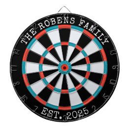 Custom Family Name Rustic Dartboard Dartscheibe
