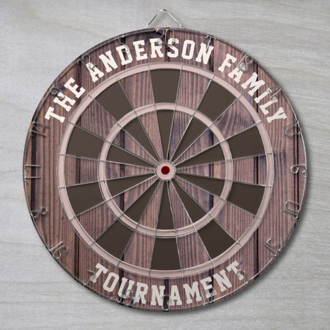 Custom Family Name Rustic Wood Look Dartboard Dartscheibe (Von Creator hochgeladen)