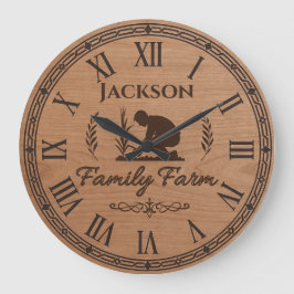 Custom Family Name Wall Clock – Family Farm Große Wanduhr