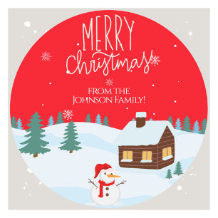 Custom Family Name Weihnachtskleber Runder Aufkleber