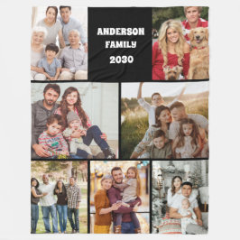 Custom Family Photo Collage Elegant Gift Black Fleecedecke