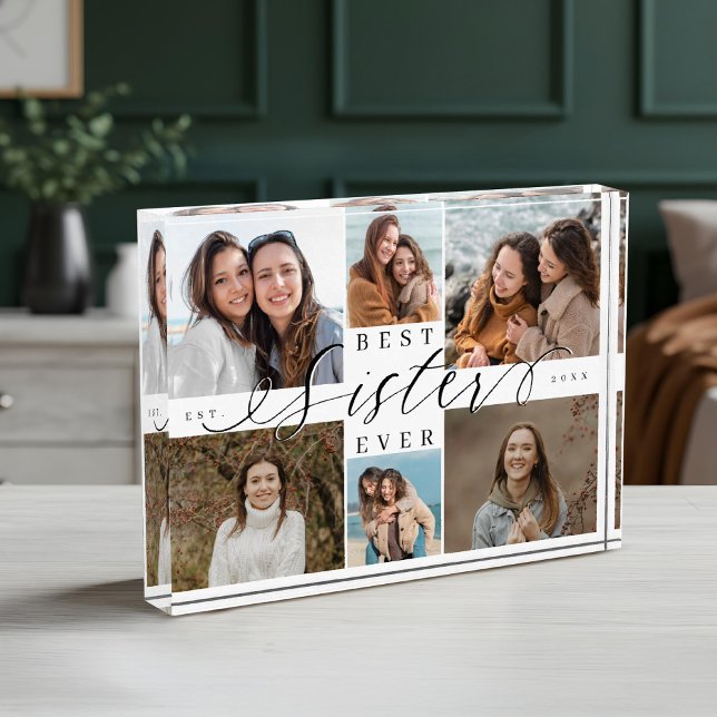 Custom Family Photo Collage Gift Best Sister Ever Fotoblock (Custom Family Photo Collage Gift Best Sister Ever)