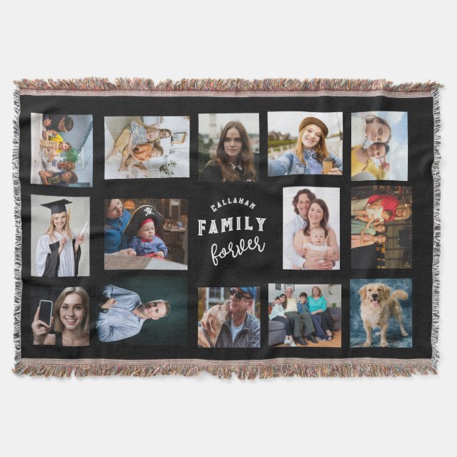 Custom Family Photo Collage Throw Blanket - 14 Pic Decke (Vorderseite)