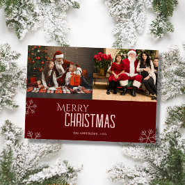 Custom family photo elegant modern christmas Card Feiertagskarte