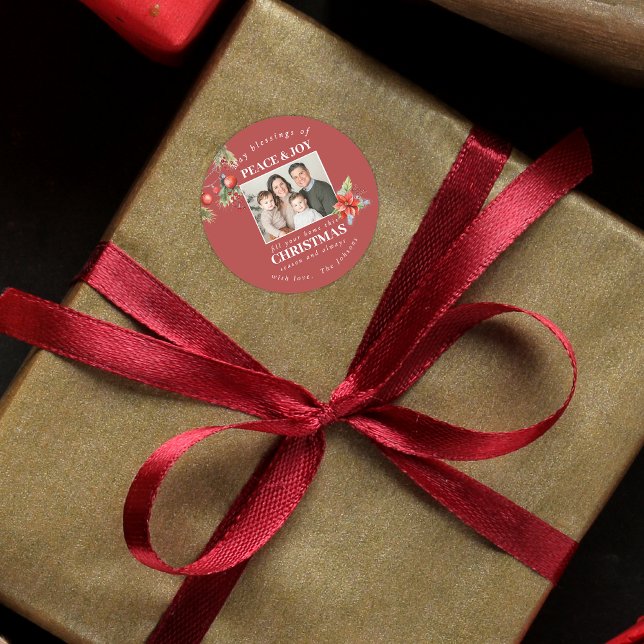 Custom Family Photo Holiday Runder Aufkleber (Von Creator hochgeladen)