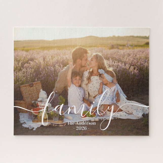 Custom Family Photo – Personalized Last Name  (Horizontal)