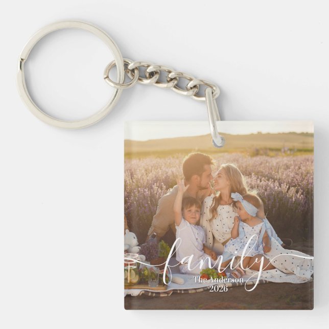 Custom Family Photo - Personalized Last Name  Schlüsselanhänger (Vorderseite)