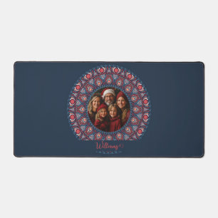 Custom Family Portrait Russet Christmas Mandala Schreibtischunterlage
