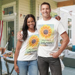 Custom Family Reunion T-Shirt<br><div class="desc">This Family Reunion T-shirt is decorated with a yellow sunflower on a colorful watercolor background.
Easily customizable.
Use the Customize Further option to change the text size, style, or color.
Because we create our own artwork you won't find this exact image from other designers.
Original Watercolor © Michele Davies.</div>