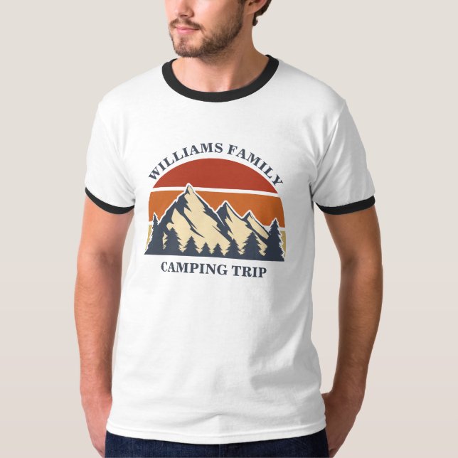 Custom Family Road Trip Camping Sunset Ringer T-Shirt (Vorderseite)
