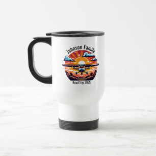 Custom Family Road Trip Mountain Sunset Retro Reisebecher