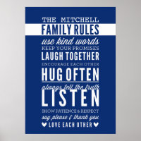 CUSTOM FAMILY RULES Moderne Typografie dunkelblau
