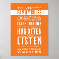 CUSTOM FAMILY RULES Moderne Typografie fett orange