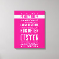 CUSTOM FAMILY RULES Moderne Typografie fett rosa