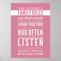 CUSTOM FAMILY RULES Moderne Typografie Rose pink