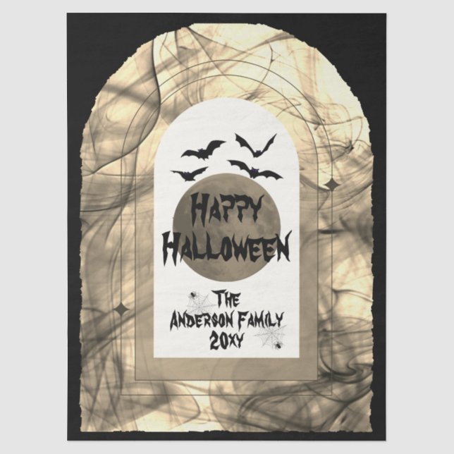 Custom Family Spooky Full Moon Happy Halloween Seidenpapier (Vorderseite)