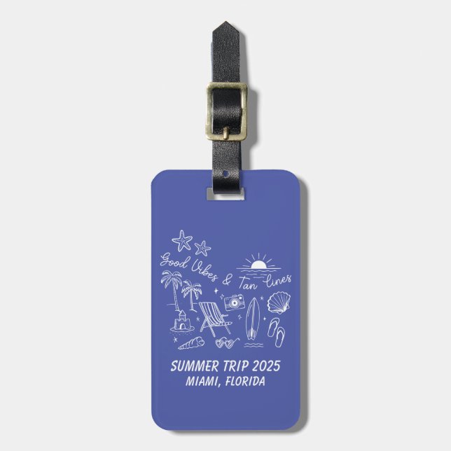 Custom Family Summer Beach Trip Group Matching Gepäckanhänger (Vorderseite vertikal)
