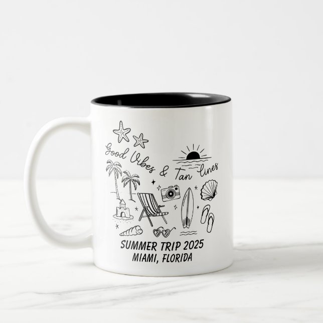 Custom Family Summer Beach Trip Group Matching Zweifarbige Tasse (Links)