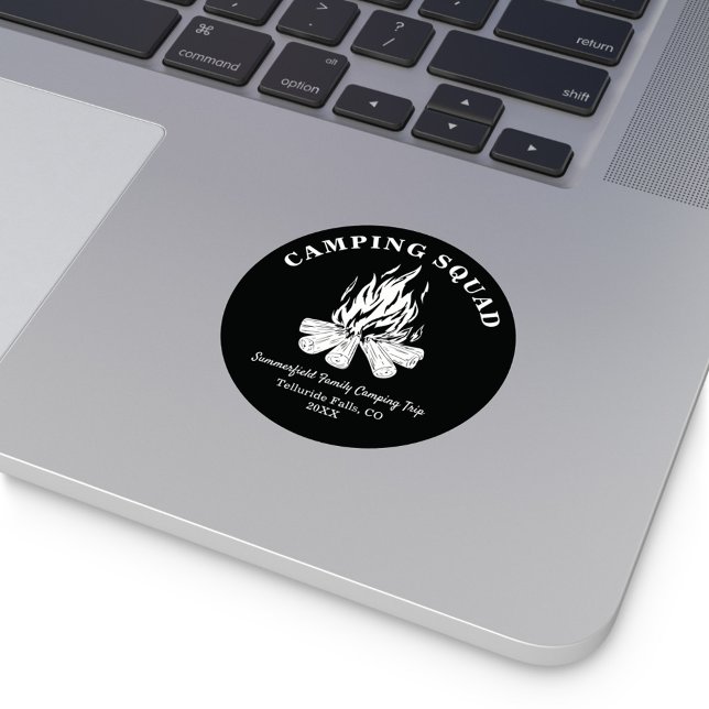 Custom Family Vacation Campfire Camping Trip Runder Aufkleber (Camping Squad Circle Sticker)