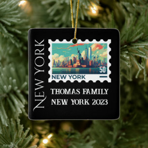 Custom Family Vacation New York Weihnachtsbaum Keramikornament