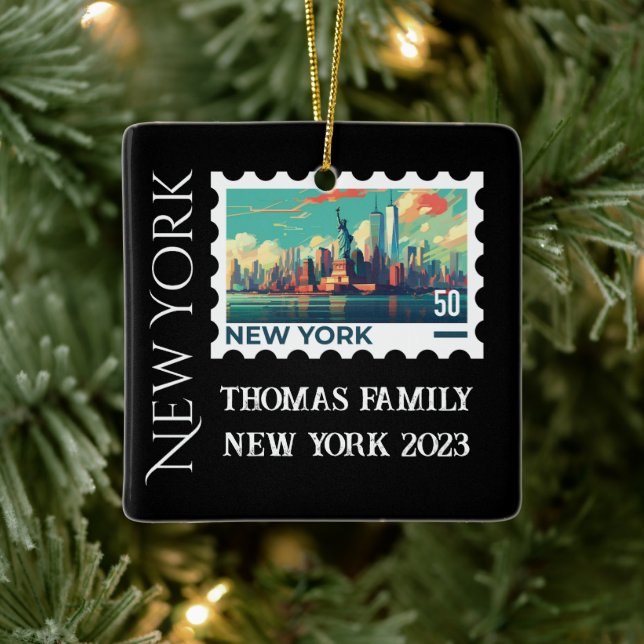 Custom Family Vacation New York Weihnachtsbaum Keramikornament (Baum)