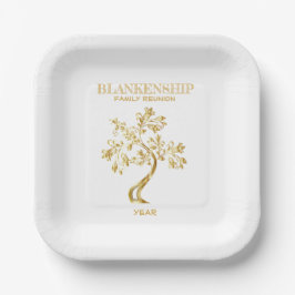 Custom Family Wiedersehen Black Gold Tree Art Pappteller