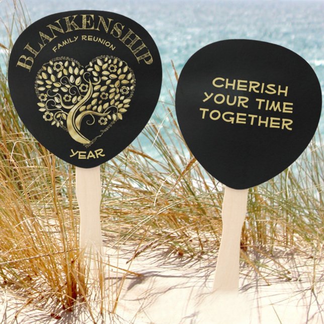 Custom Family Wiedersehen Gold Heart Shaped Tree Fächer (Von Creator hochgeladen)