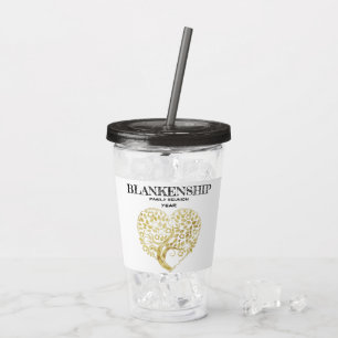 Custom Family Wiedersehen Gold Heart Tree Keepake Acryltrinkbecher