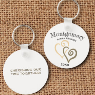 Custom Family Wiedersehen Khaki Tan Linked Heart Schlüsselanhänger