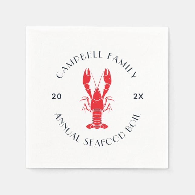 Custom Family Wiedersehen Lobster BootSummer Serviette (Vorderseite)