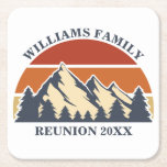 Custom Family Wiedersehen Road Sunset Mountain Par Rechteckiger Pappuntersetzer<br><div class="desc">Dieser phantastische Sonnenuntergang über Felsgebirgen in der Natur macht ein großartiges Bild für eine familiäre Wiedersehen-Serviette für ein Party in der Nähe eines bewaldeten Waldes. Erinnern Sie sich an diese wunderschöne Dekoration,  indem Sie Ihren eigenen Namen und das Jahr mit unserem Personalisierungstool hinzufügen.</div>