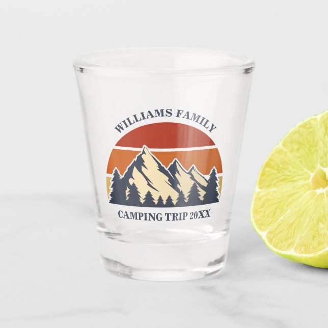 Custom Family Wiedersehen Road Trip Sunset Keepake Schnapsglas (Vorderseite)
