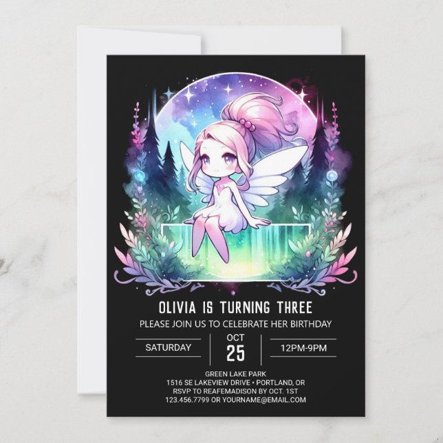 Custom Fantasy Fairy Birthday Einladung (Vorderseite)