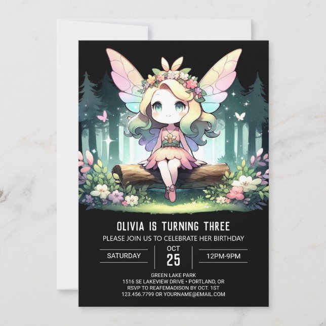 Custom Fantasy Fairy Birthday Einladung (Vorderseite)