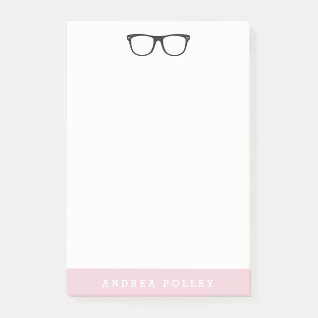 CUSTOM FARBE Nerdy Black Glasses Personal Post-it Klebezettel (Vorderseite)