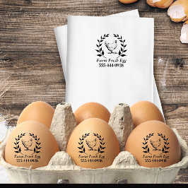 Custom Farm Fresh Egg self Ink Round  Stamp Gummistempel